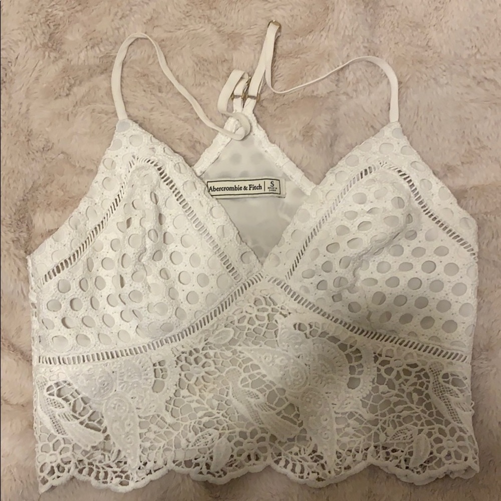 Abercrombie and Fitch white lace crop top